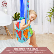 Load image into Gallery viewer, SAVOIZ Sensory Swing- Hearts designed by Hollin 5 years old.