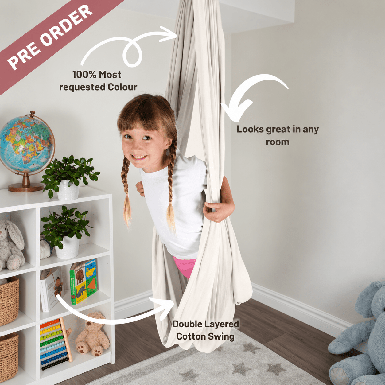 Sensory swing for kids- White cotton - Savoiz