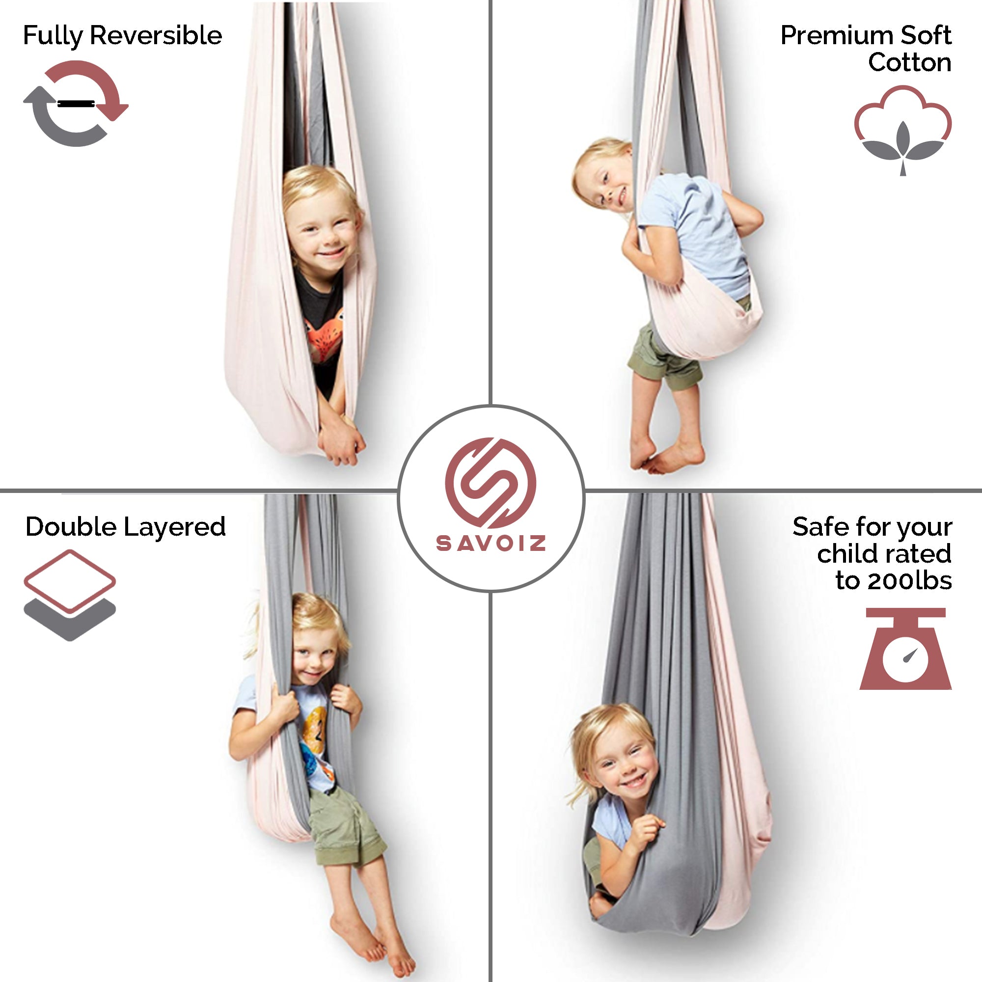 360° Rotation Sensory Swing Livego Color: Pink/Gray